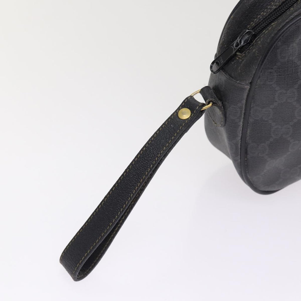 GUCCI GG Supreme Web Sherry Line Clutch Bag PVC Black Gold 156 01 034 87865