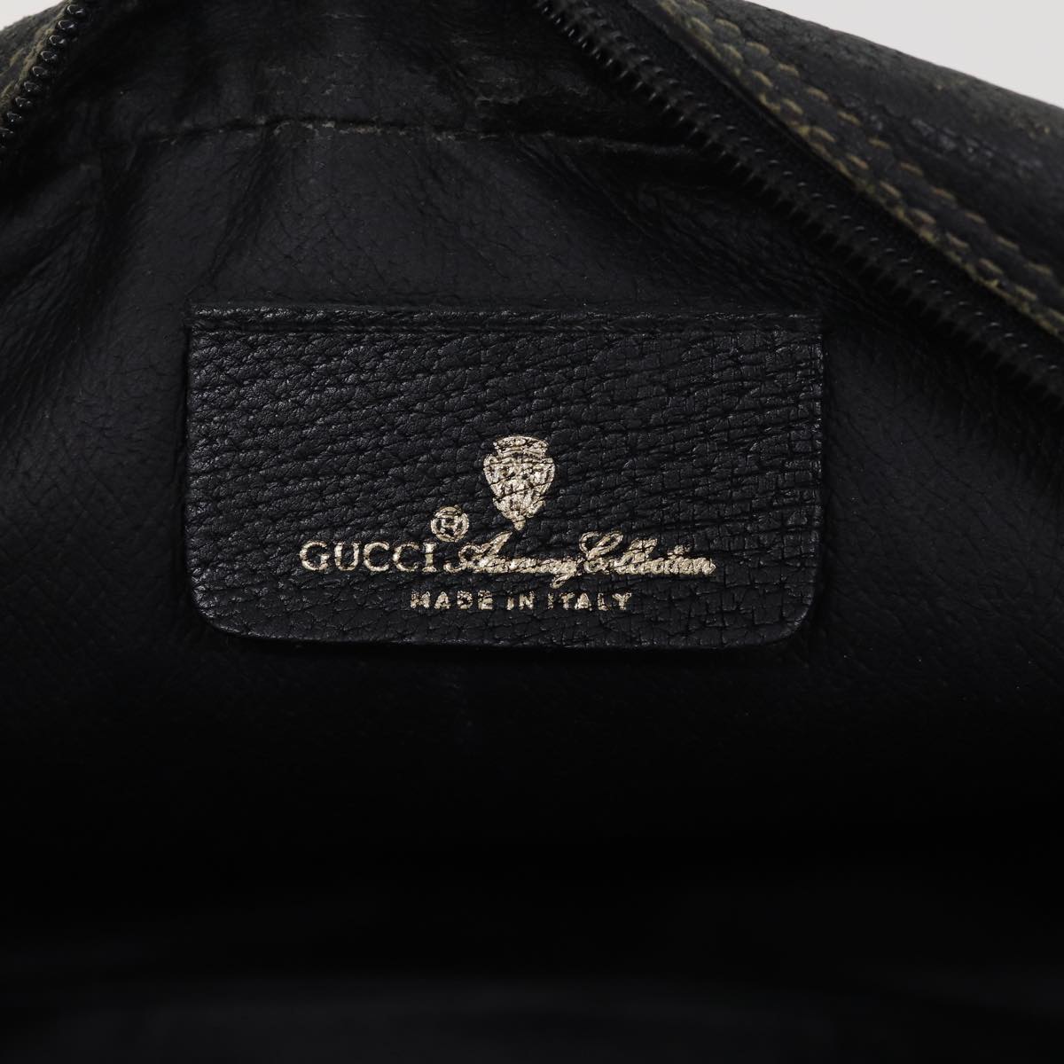 GUCCI GG Supreme Web Sherry Line Clutch Bag PVC Black Gold 156 01 034 87865