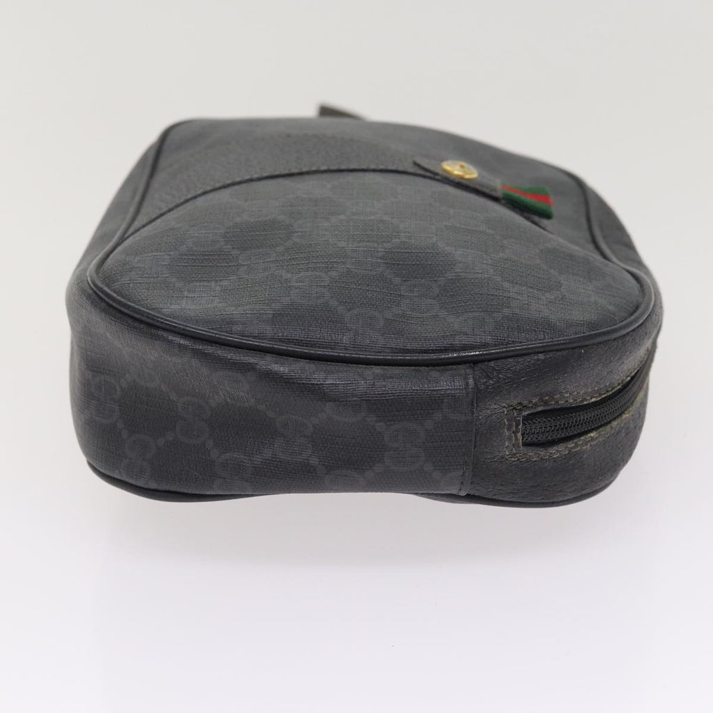 GUCCI GG Supreme Web Sherry Line Clutch Bag PVC Black Gold 156 01 034 87865