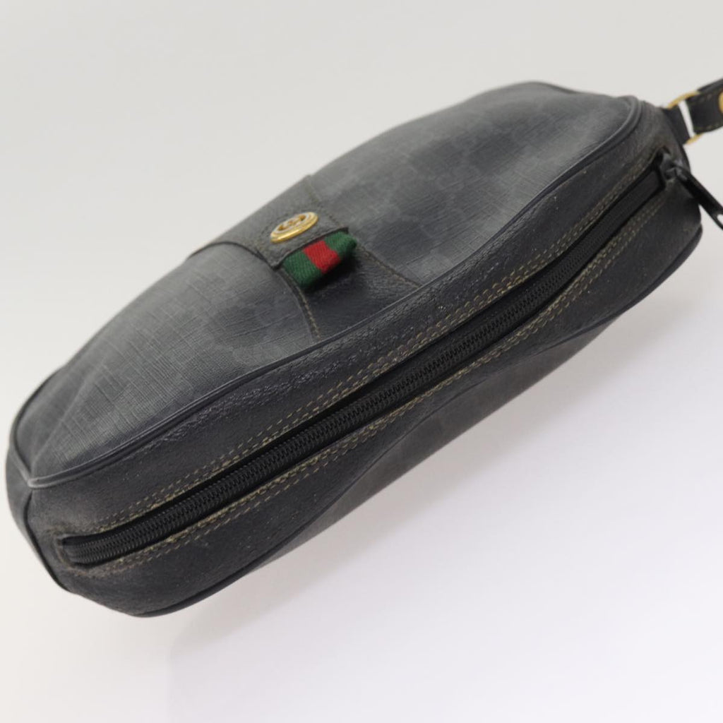 GUCCI GG Supreme Web Sherry Line Clutch Bag PVC Black Gold 156 01 034 87865