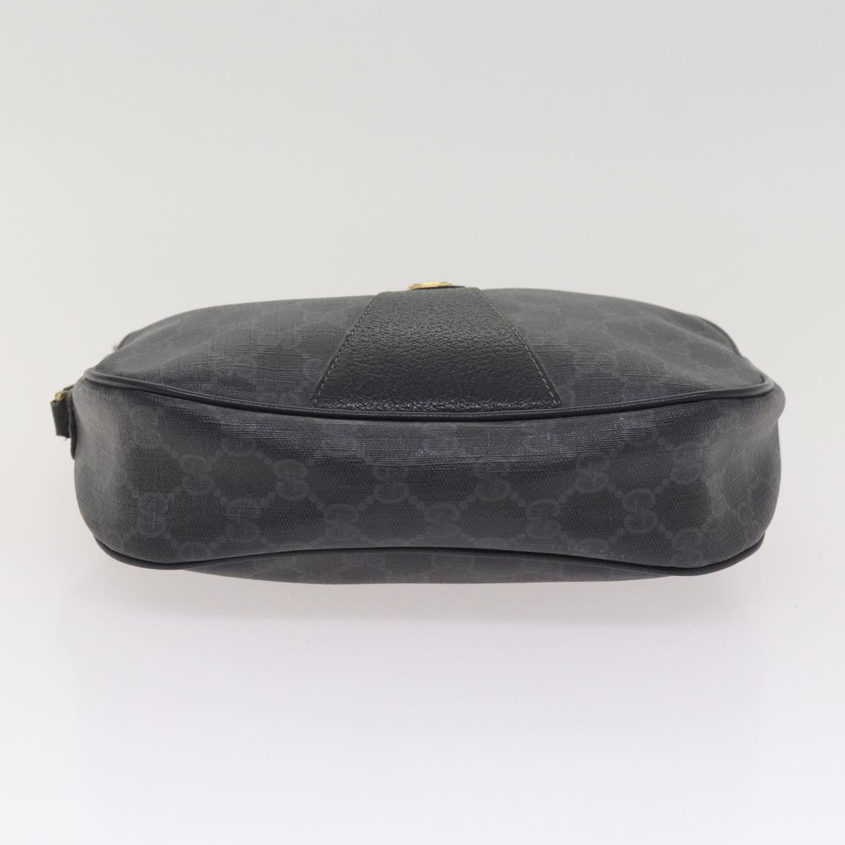 GUCCI GG Supreme Web Sherry Line Clutch Bag PVC Black Gold 156 01 034 87865