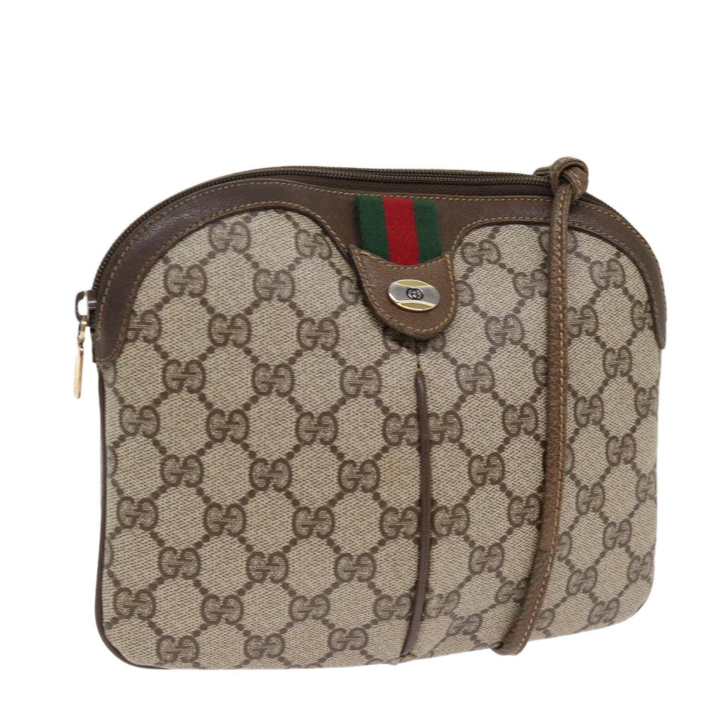 GUCCI GG Supreme Web Sherry Line Shoulder Bag PVC Beige 904 02 047 87866