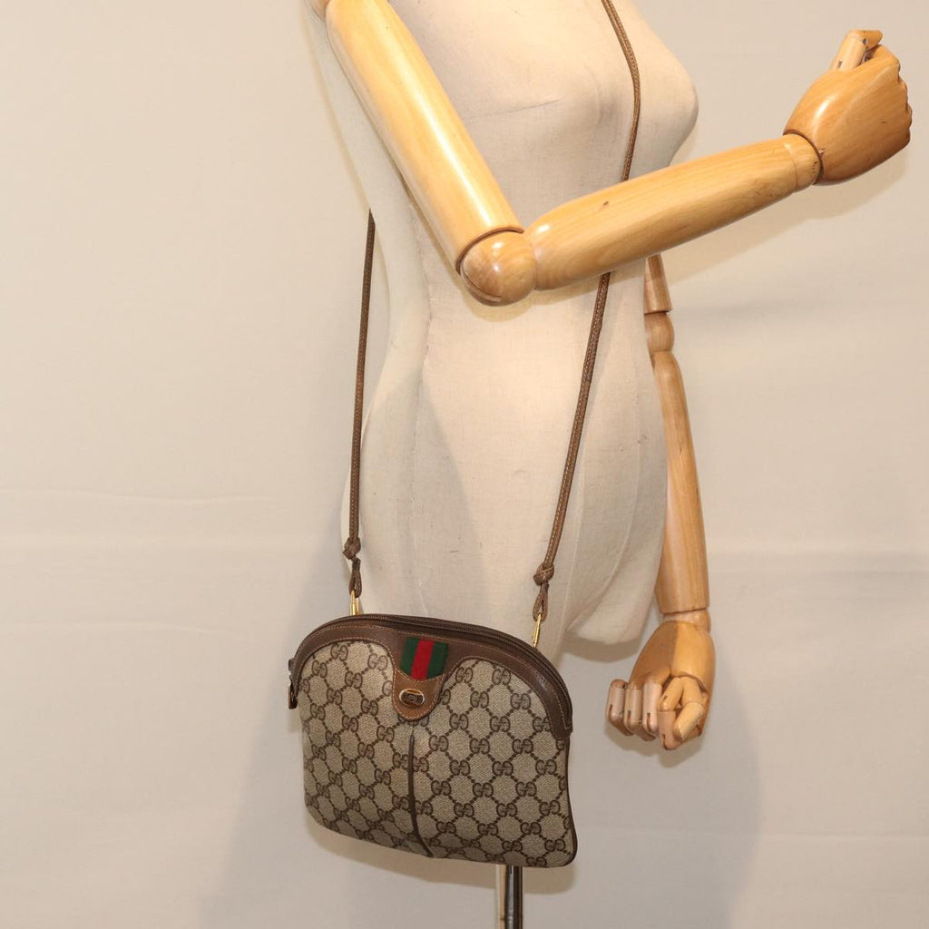 GUCCI GG Supreme Web Sherry Line Shoulder Bag PVC Beige 904 02 047 87866