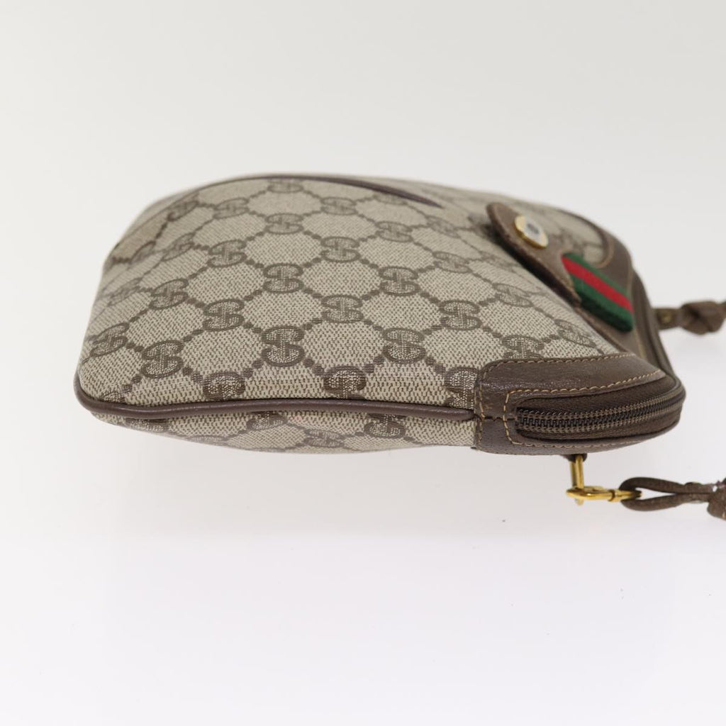 GUCCI GG Supreme Web Sherry Line Shoulder Bag PVC Beige 904 02 047 87866