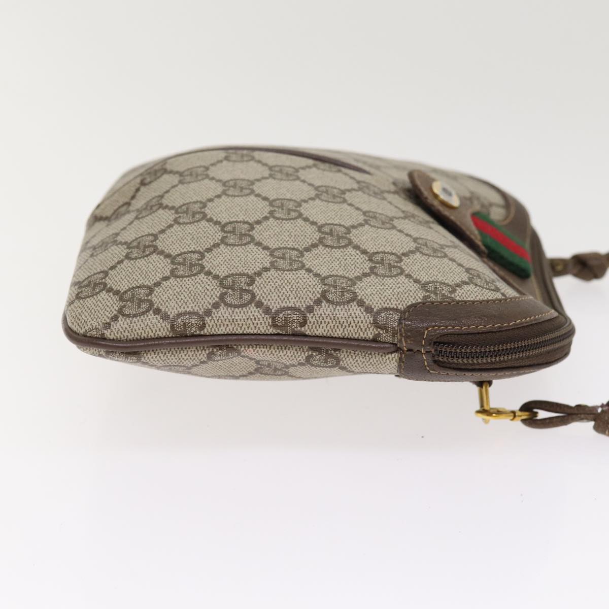 GUCCI GG Supreme Web Sherry Line Shoulder Bag PVC Beige 904 02 047 87866