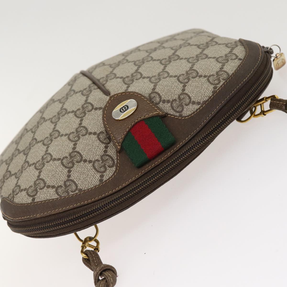 GUCCI GG Supreme Web Sherry Line Shoulder Bag PVC Beige 904 02 047 87866