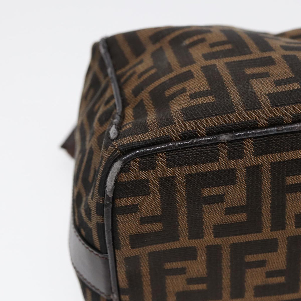 FENDI Zucca Canvas Vanity Pouch Brown Black Silver 87877