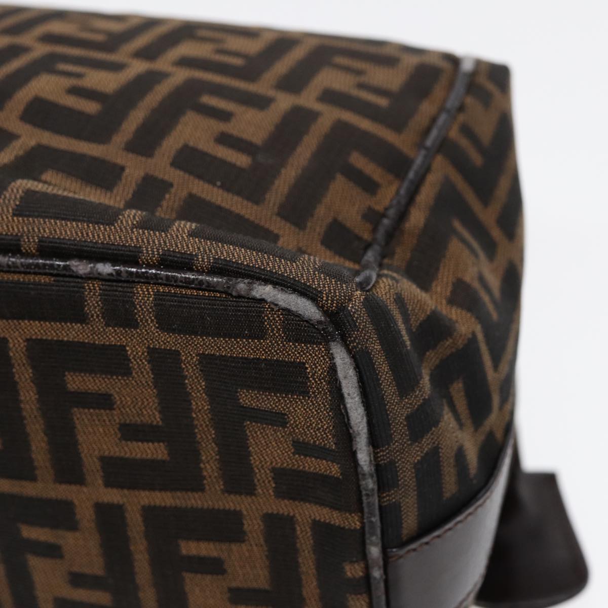 FENDI Zucca Canvas Vanity Pouch Brown Black Silver 87877