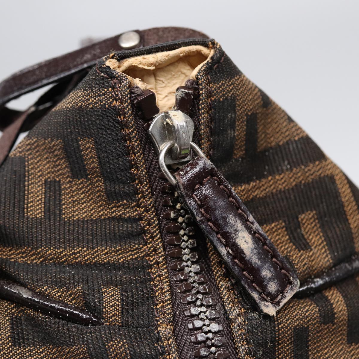 FENDI Zucca Canvas Vanity Pouch Brown Black Silver 87877