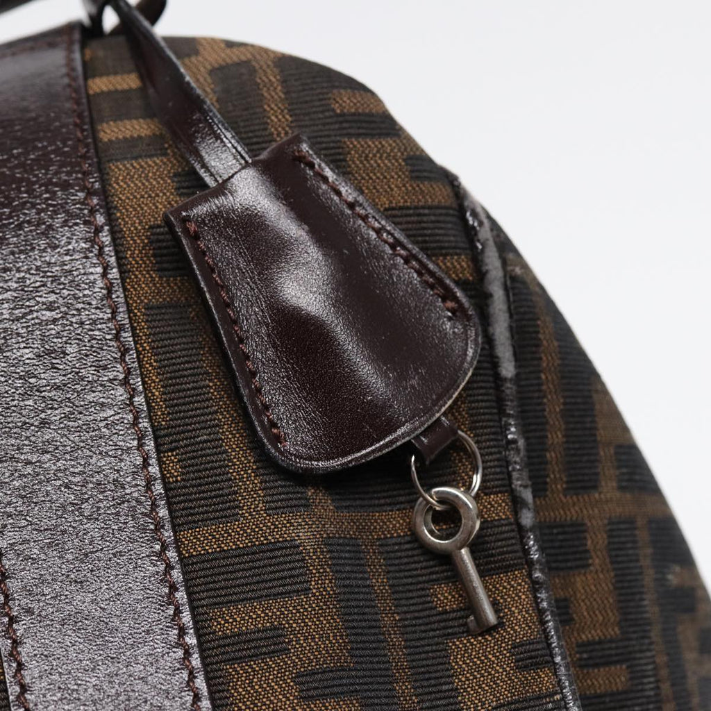 FENDI Zucca Canvas Vanity Pouch Brown Black Silver 87877