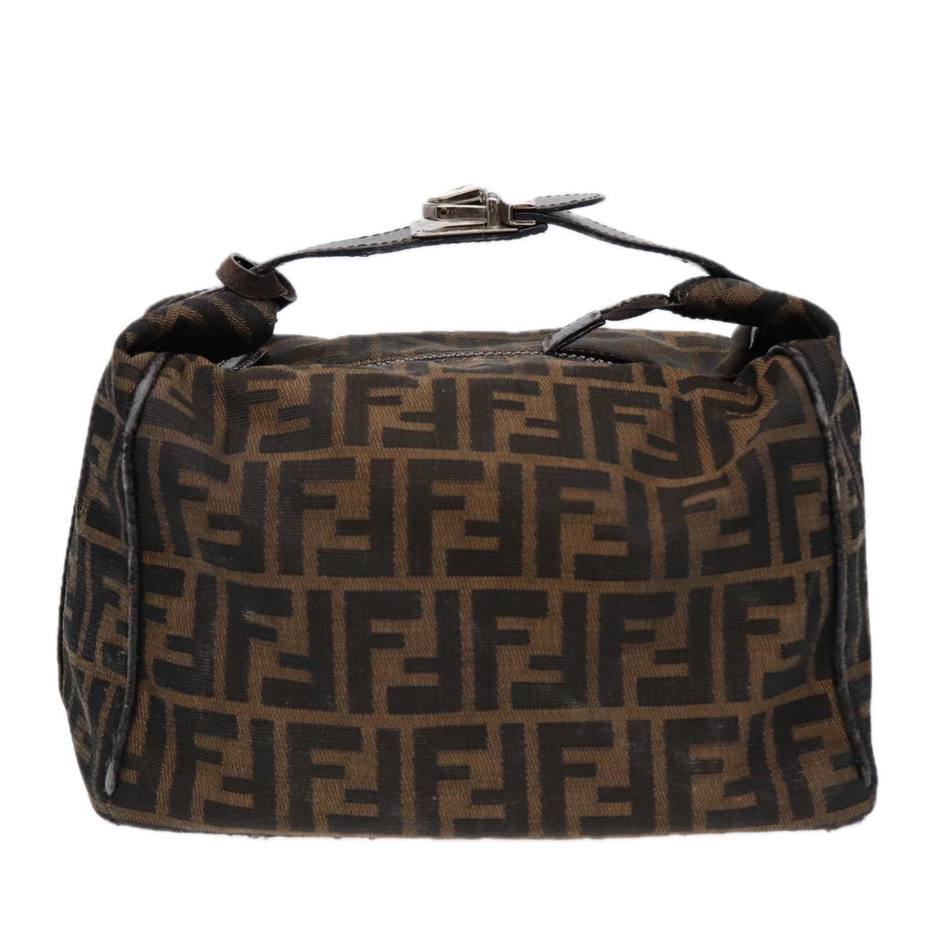 FENDI Zucca Canvas Vanity Pouch Brown Black Silver 87877