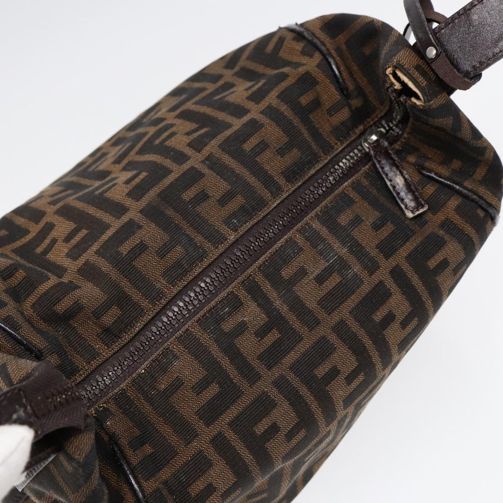 FENDI Zucca Canvas Vanity Pouch Brown Black Silver 87877