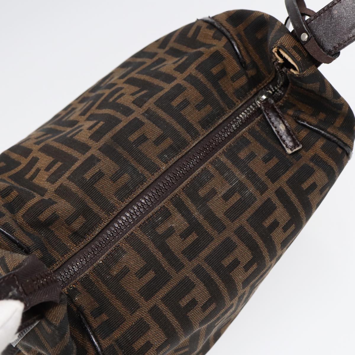 FENDI Zucca Canvas Vanity Pouch Brown Black Silver 87877
