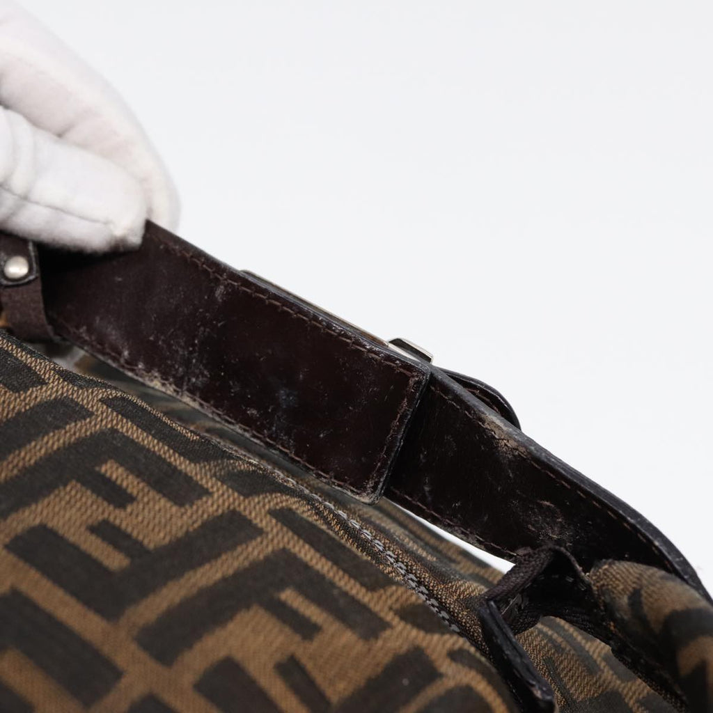 FENDI Zucca Canvas Vanity Pouch Brown Black Silver 87877