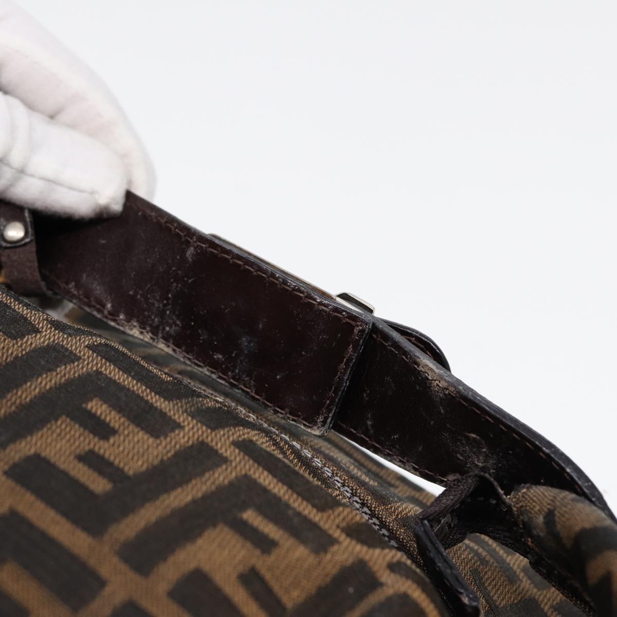 FENDI Zucca Canvas Vanity Pouch Brown Black Silver 87877