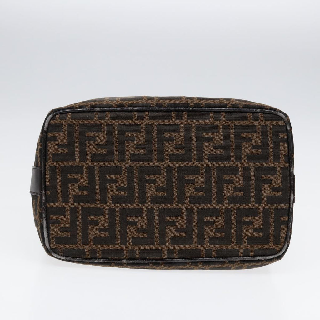 FENDI Zucca Canvas Vanity Pouch Brown Black Silver 87877