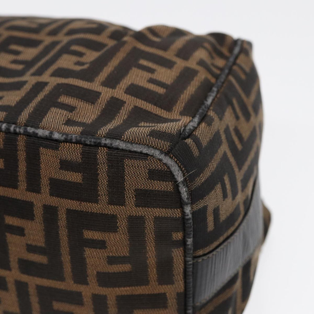 FENDI Zucca Canvas Vanity Pouch Brown Black gold 87878