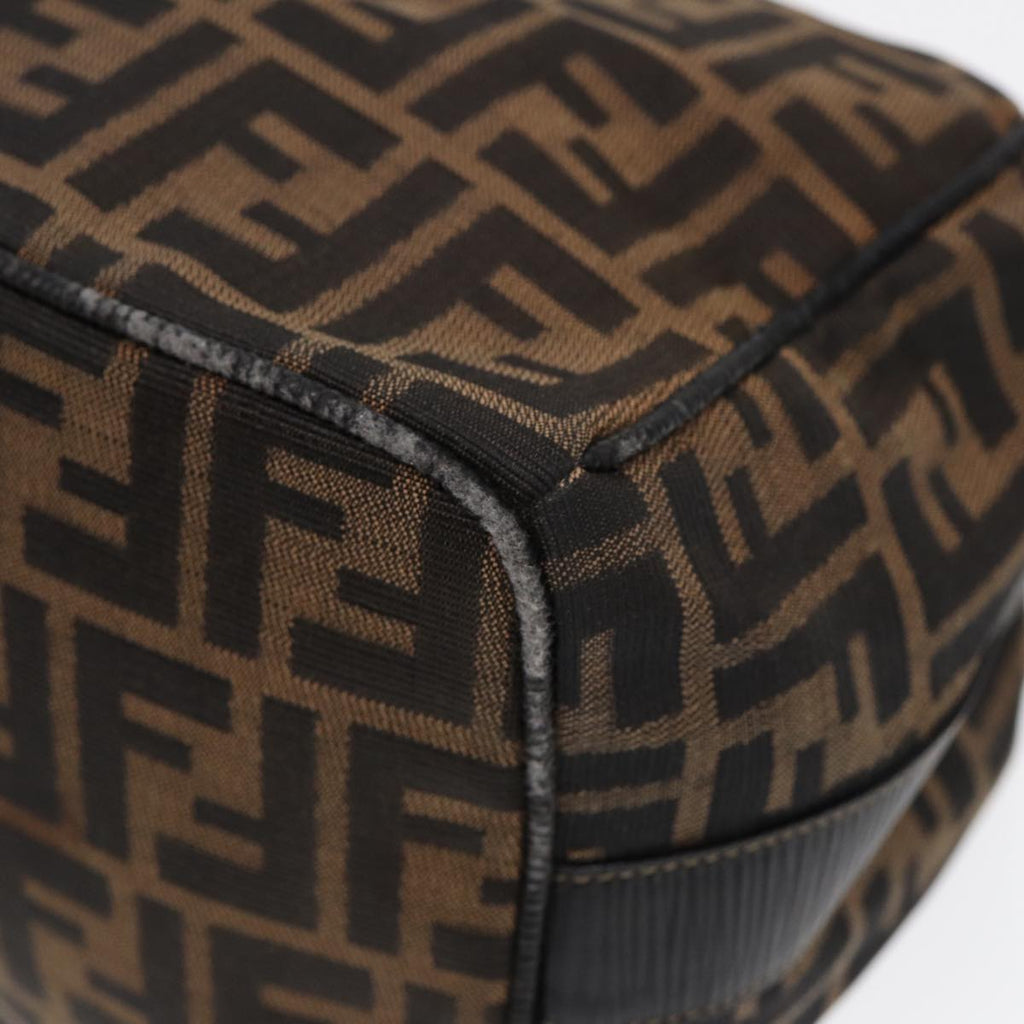 FENDI Zucca Canvas Vanity Pouch Brown Black gold 87878