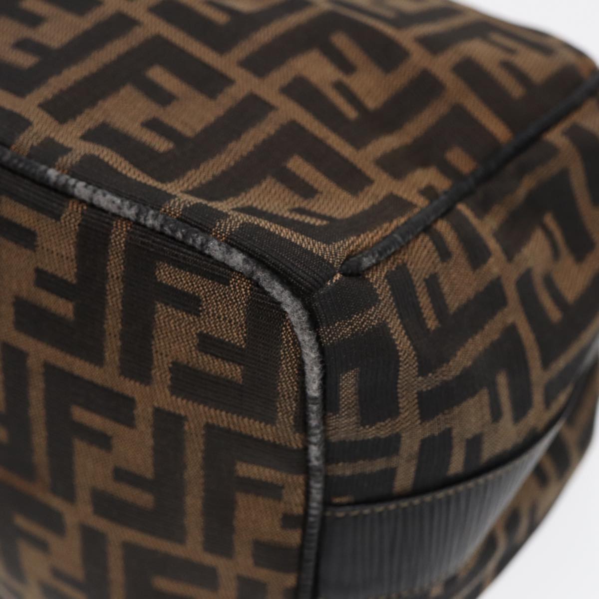 FENDI Zucca Canvas Vanity Pouch Brown Black gold 87878