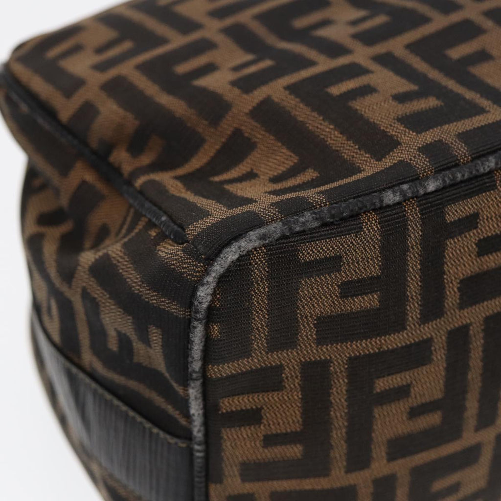 FENDI Zucca Canvas Vanity Pouch Brown Black gold 87878