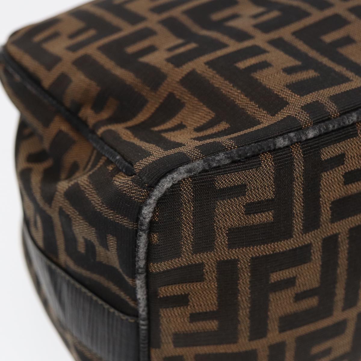 FENDI Zucca Canvas Vanity Pouch Brown Black gold 87878