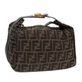 FENDI Zucca Canvas Vanity Pouch Brown Black gold 87878