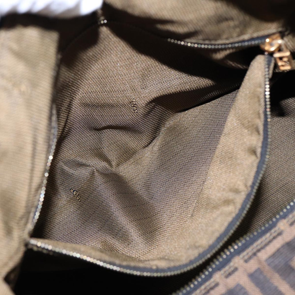 FENDI Zucca Canvas Vanity Pouch Brown Black gold 87878
