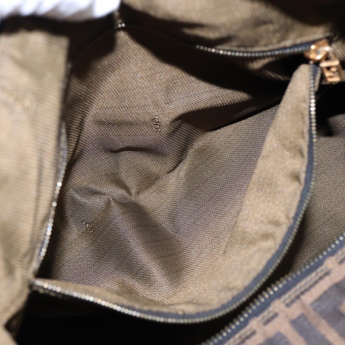 FENDI Zucca Canvas Vanity Pouch Brown Black gold 87878