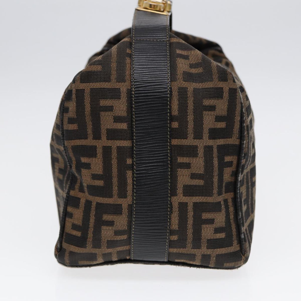 FENDI Zucca Canvas Vanity Pouch Brown Black gold 87878