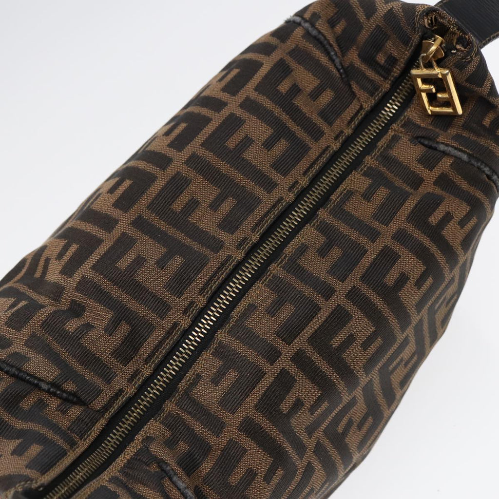 FENDI Zucca Canvas Vanity Pouch Brown Black gold 87878