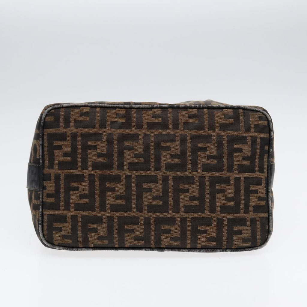 FENDI Zucca Canvas Vanity Pouch Brown Black gold 87878