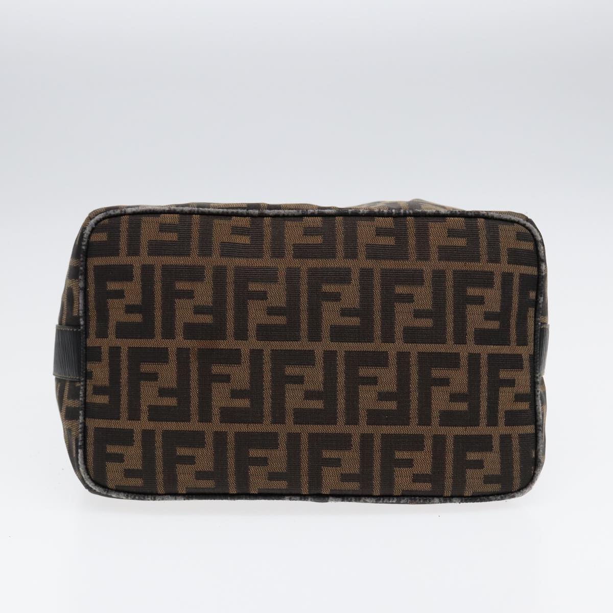 FENDI Zucca Canvas Vanity Pouch Brown Black gold 87878