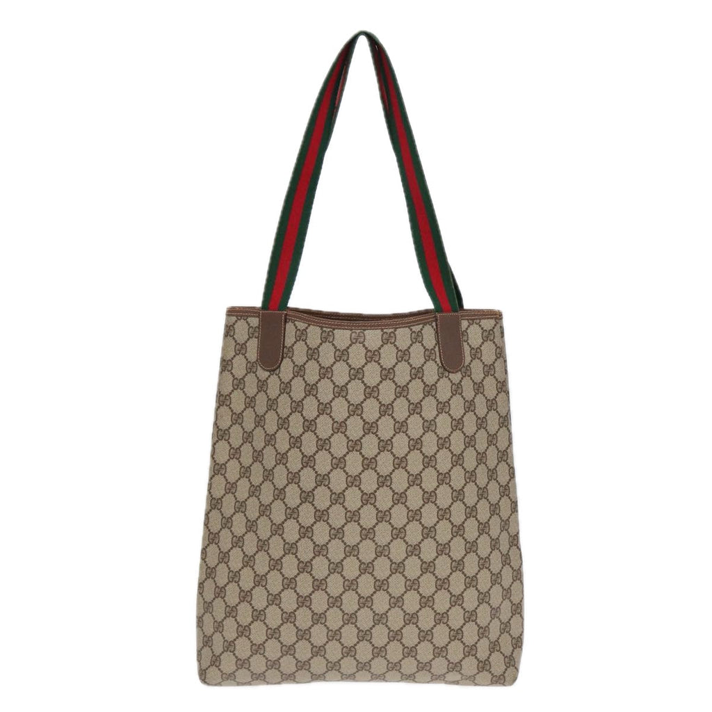 GUCCI GG Supreme Web Sherry Line Tote Bag PVC Beige Red Green 002 123 87902
