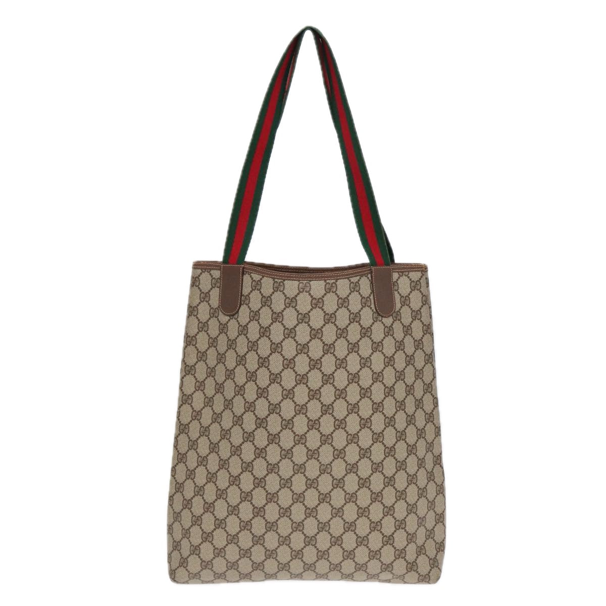GUCCI GG Supreme Web Sherry Line Tote Bag PVC Beige Red Green 002 123 87902