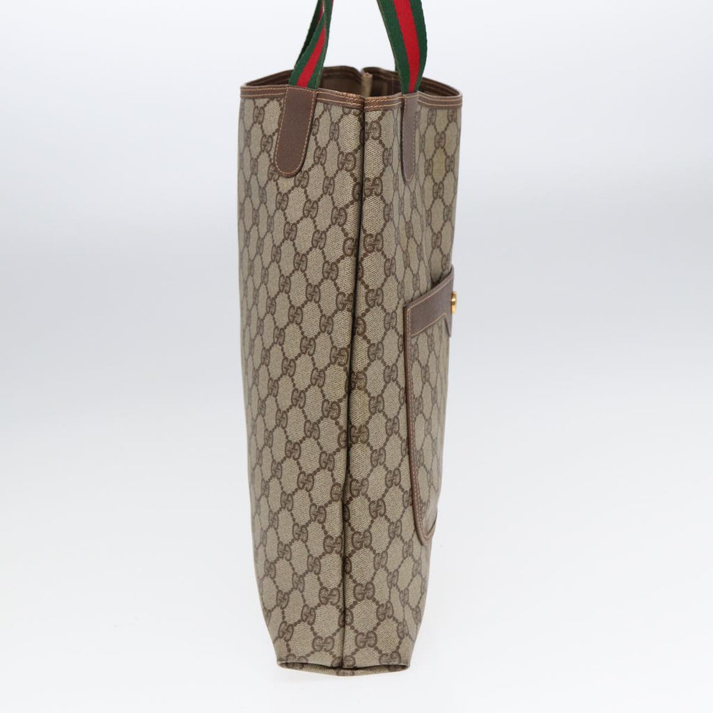GUCCI GG Supreme Web Sherry Line Tote Bag PVC Beige Red Green 002 123 87902