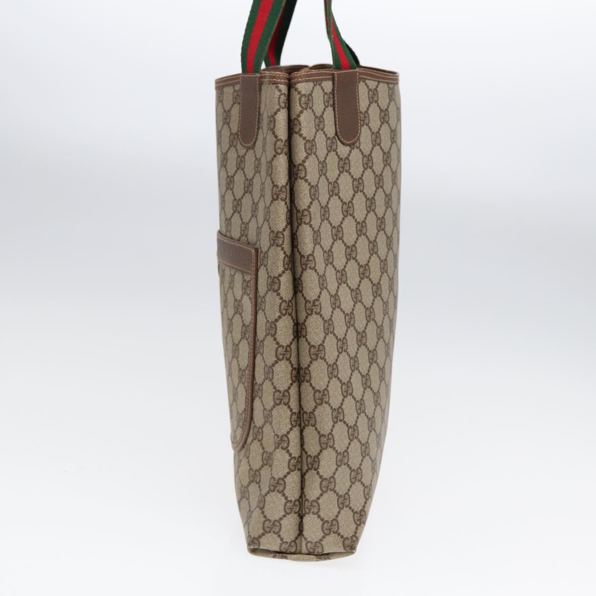 GUCCI GG Supreme Web Sherry Line Tote Bag PVC Beige Red Green 002 123 87902
