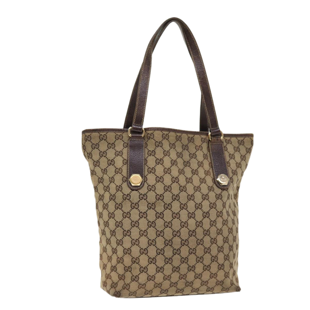 GUCCI GG Canvas Tote Bag Beige Gold 153009 87903