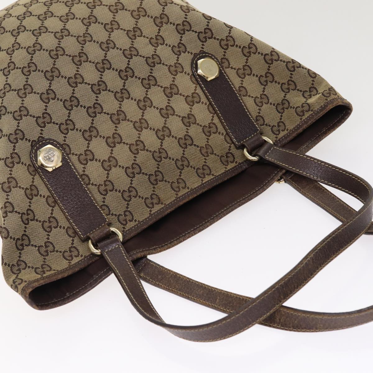 GUCCI GG Canvas Tote Bag Beige Gold 153009 87903