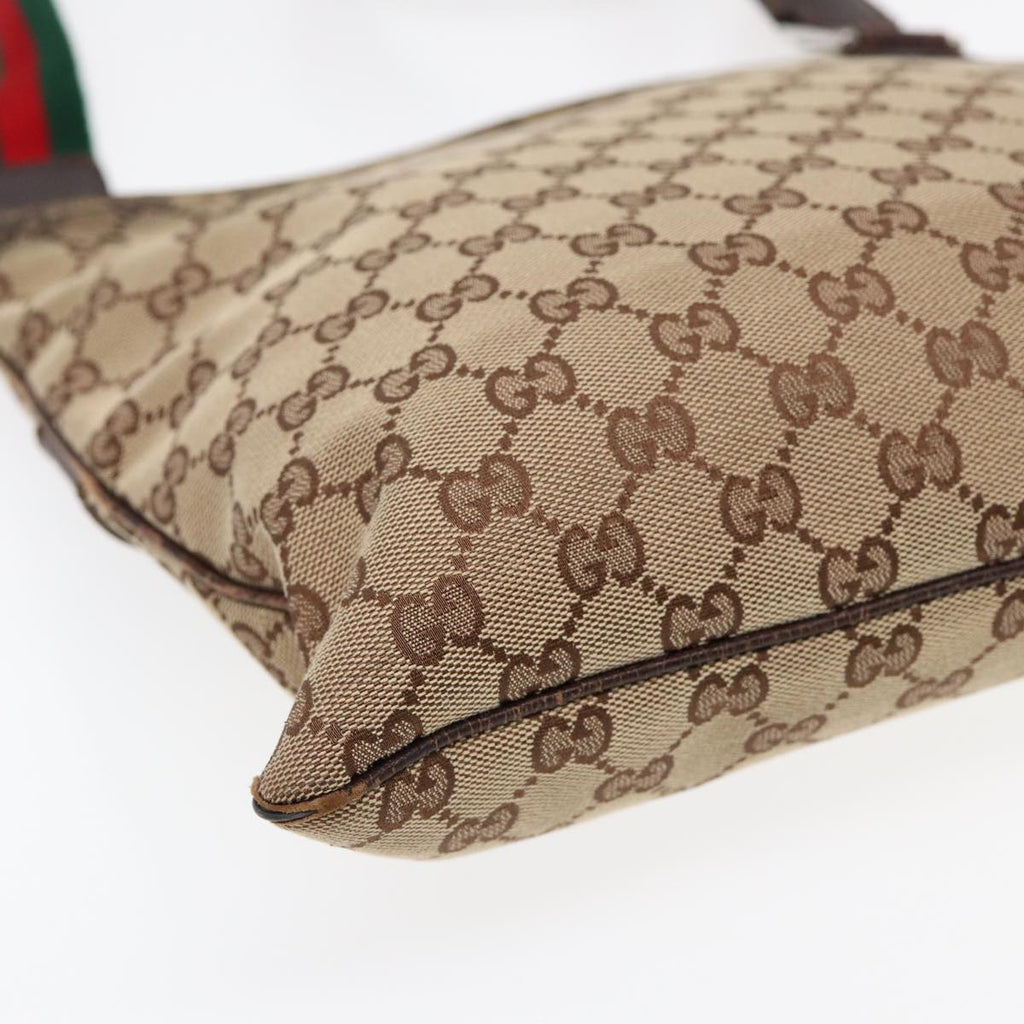 GUCCI GG Canvas Web Sherry Line Shoulder Bag Beige Red Green 145809 87905