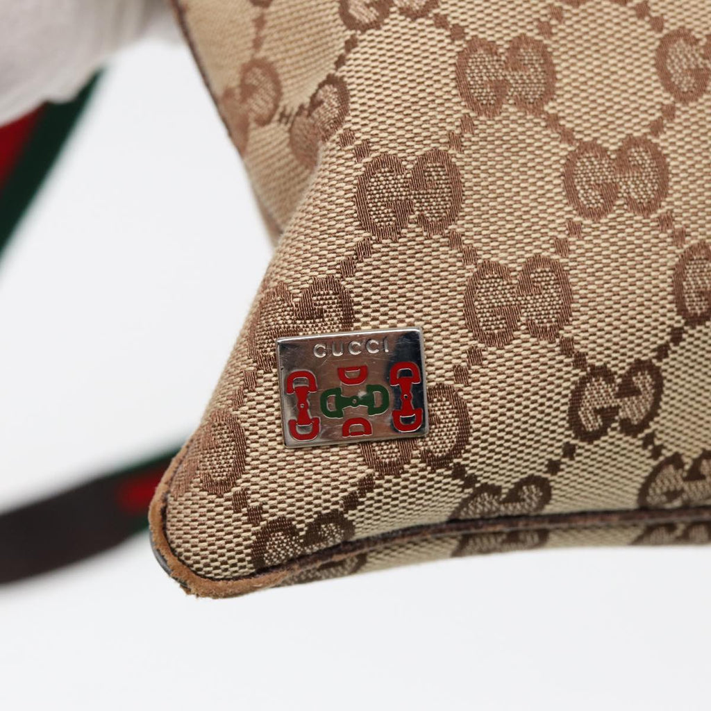 GUCCI GG Canvas Web Sherry Line Shoulder Bag Beige Red Green 145809 87905