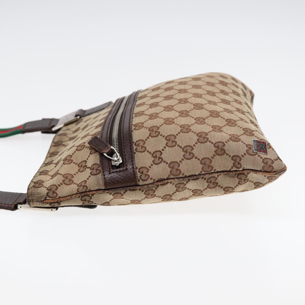 GUCCI GG Canvas Web Sherry Line Shoulder Bag Beige Red Green 145809 87905