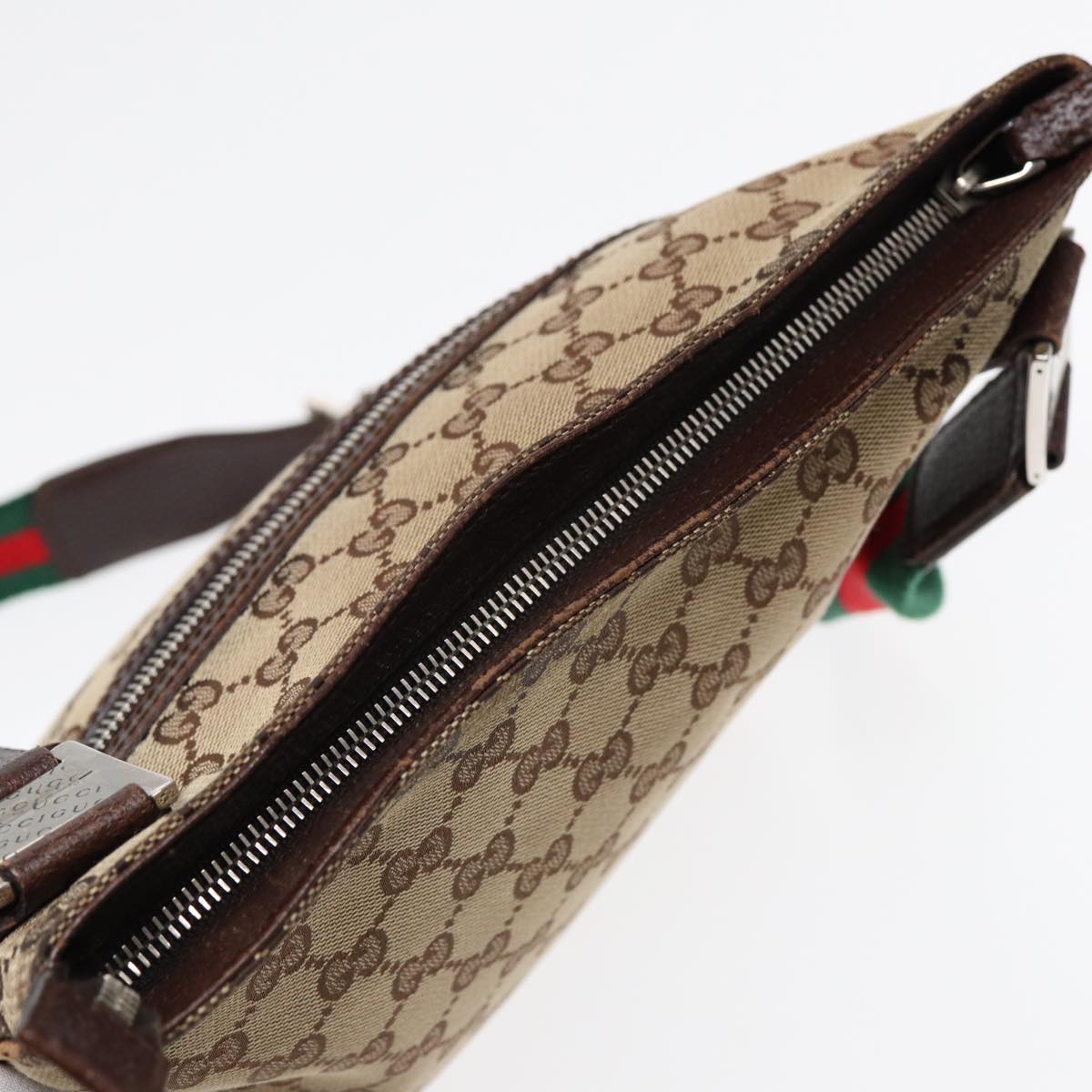 GUCCI GG Canvas Web Sherry Line Shoulder Bag Beige Red Green 145809 87905