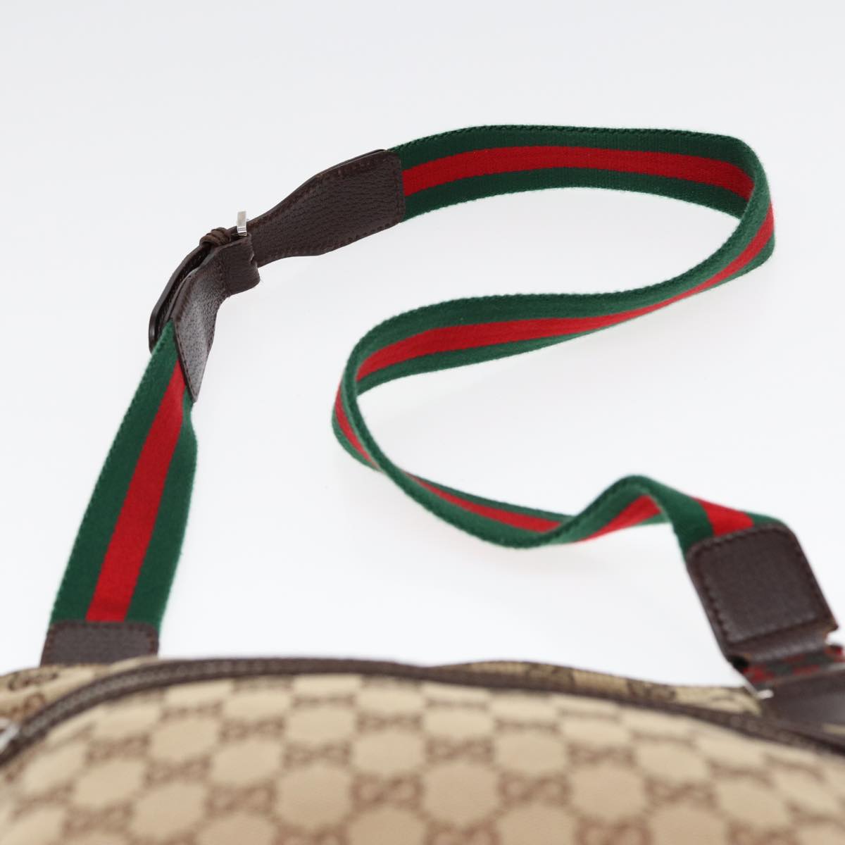 GUCCI GG Canvas Web Sherry Line Shoulder Bag Beige Red Green 145809 87905