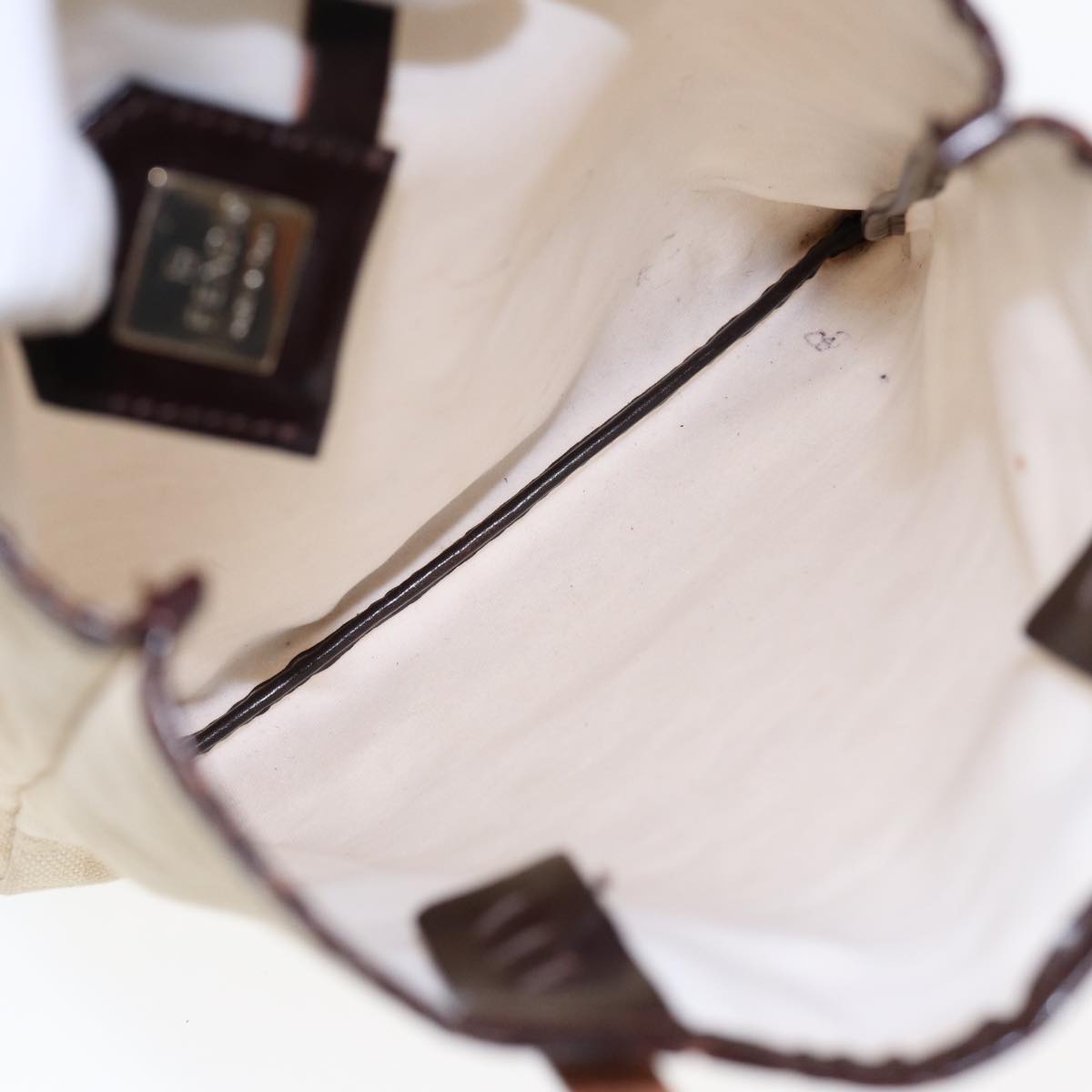 FENDI Zucca Canvas Hand Bag Beige 87916