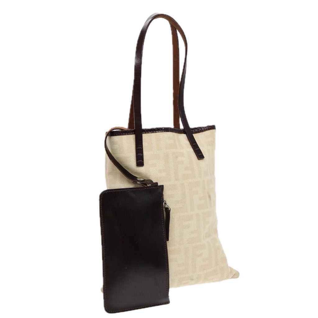 FENDI Zucca Canvas Hand Bag Beige 87916