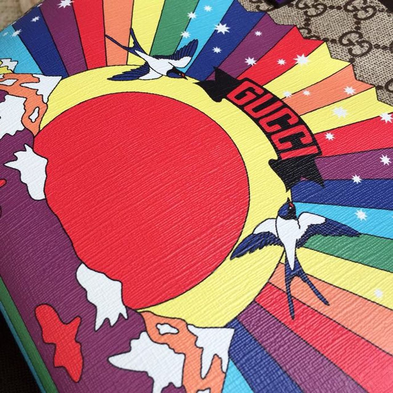 gg Children’s gg Supreme Rainbow Birds Tote Bag gg Supreme Canvas Brown/Multicolor For Children’s 8in/20cm gg  410812