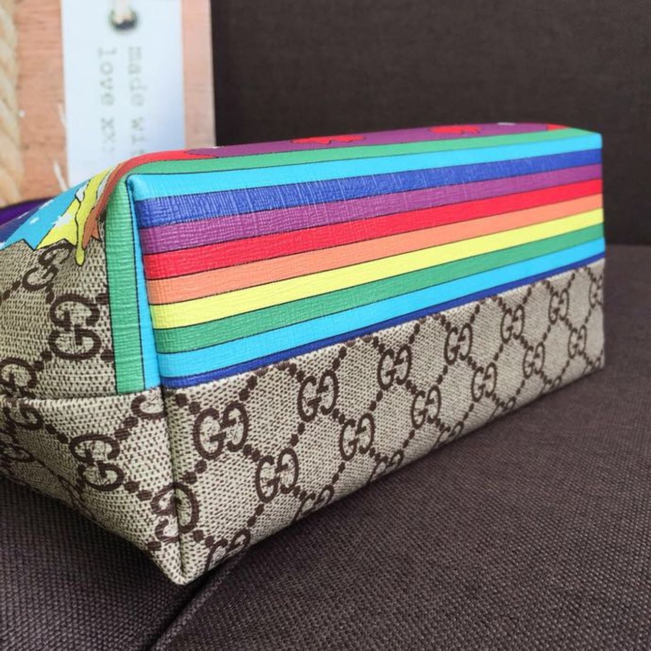 gg Children’s gg Supreme Rainbow Birds Tote Bag gg Supreme Canvas Brown/Multicolor For Children’s 8in/20cm gg  410812