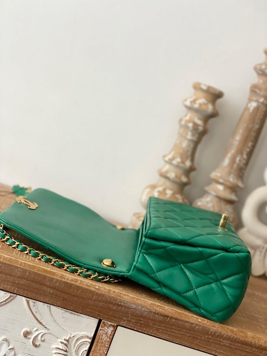 CHLLarge Flap Green Bag For Women 23cm/9in