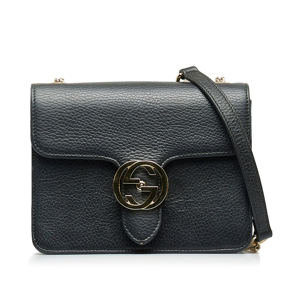 Gucci Interlocking G Black Dollar Calfskin