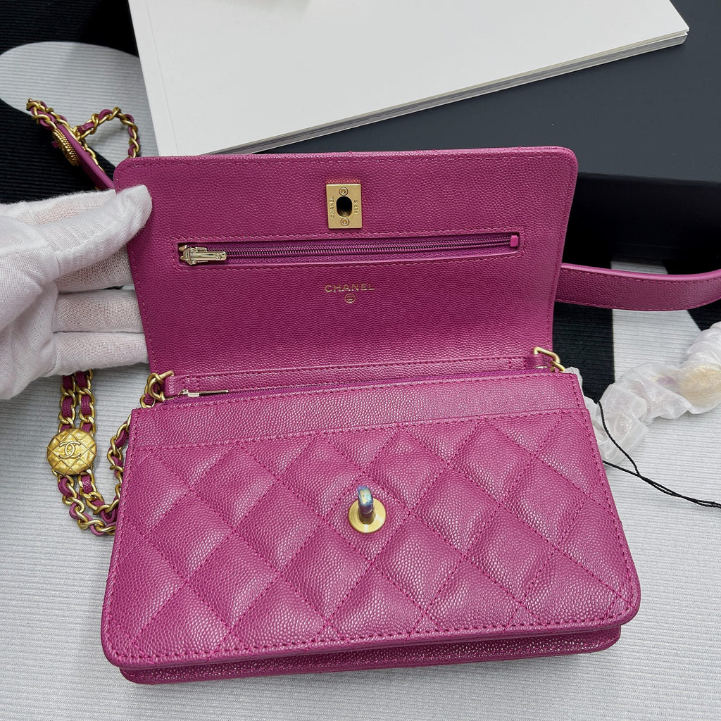 CHLSmall Flap Bag Gold Hardware Plum For Women, Women’s Handbags, Shoulder Bags 7.5in/19cm AP2840